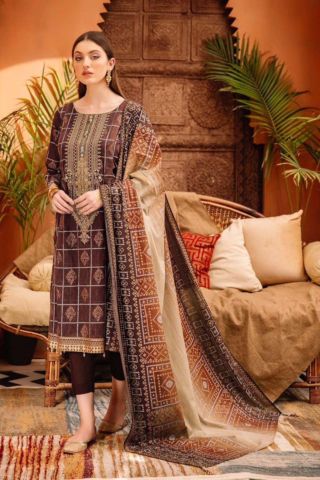 Baroque Latest Winter Peech Leather Dhanak Suits 2021 BQ-126