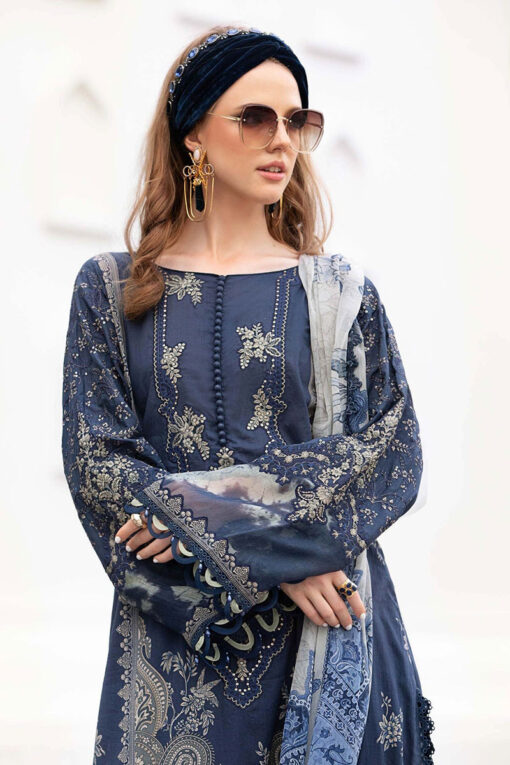 MariaB 3Pcs Embroidered Winter Linen Collection 2023 MB-503B - Image 3