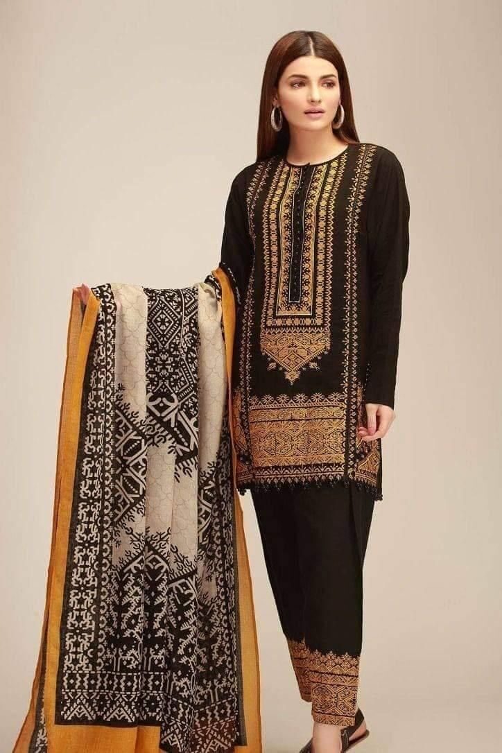 Khaadi 3Pcs Embroidered Winter Khaddar Suit 2023 KH-110