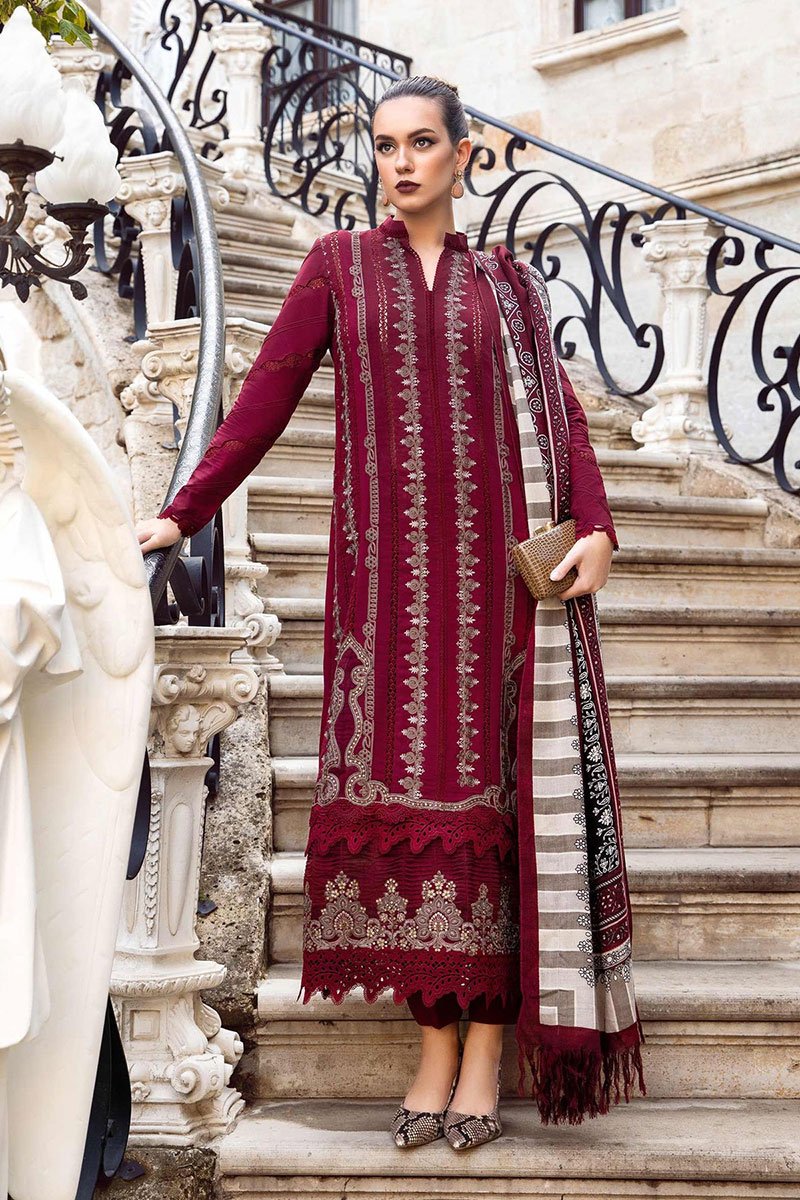 Maria B 3Piece Embroidered Summer Lawn Suits 2023 MB-02A - Image 4